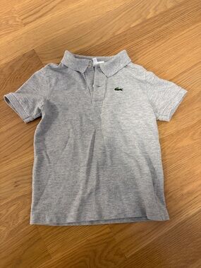 Lacoste Boys Light Gray Polo, Size 6